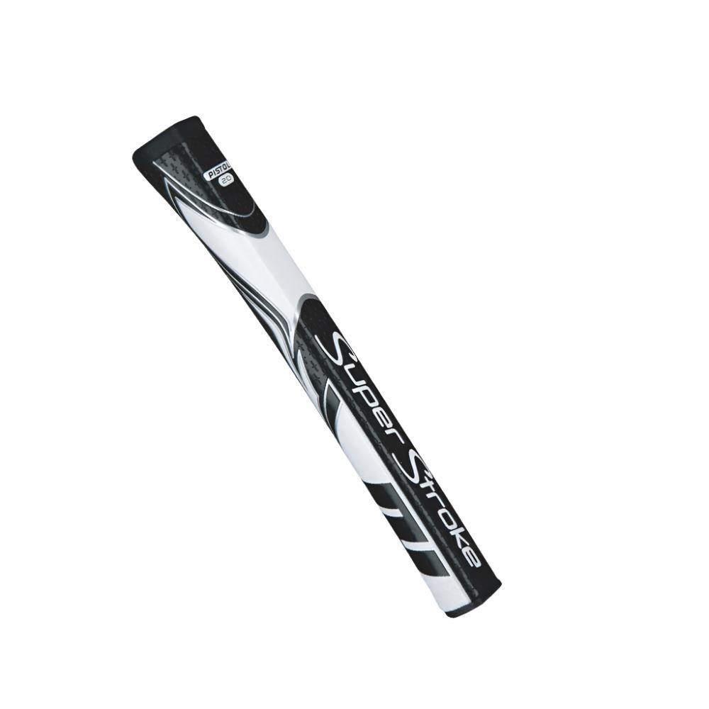 A putter grip with a pistol-style top, featuring the Super Stroke brand logo.