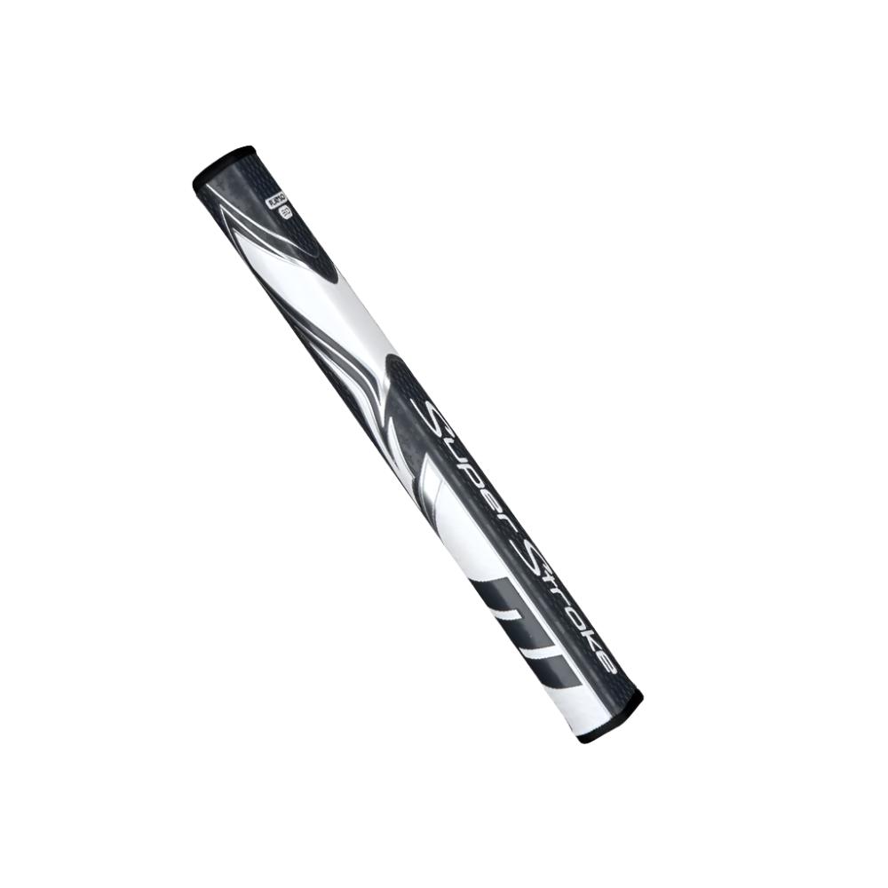 A SuperStroke Zenergy Flatso 3.0 putter grip, predominantly gray with black accents and white detailing.