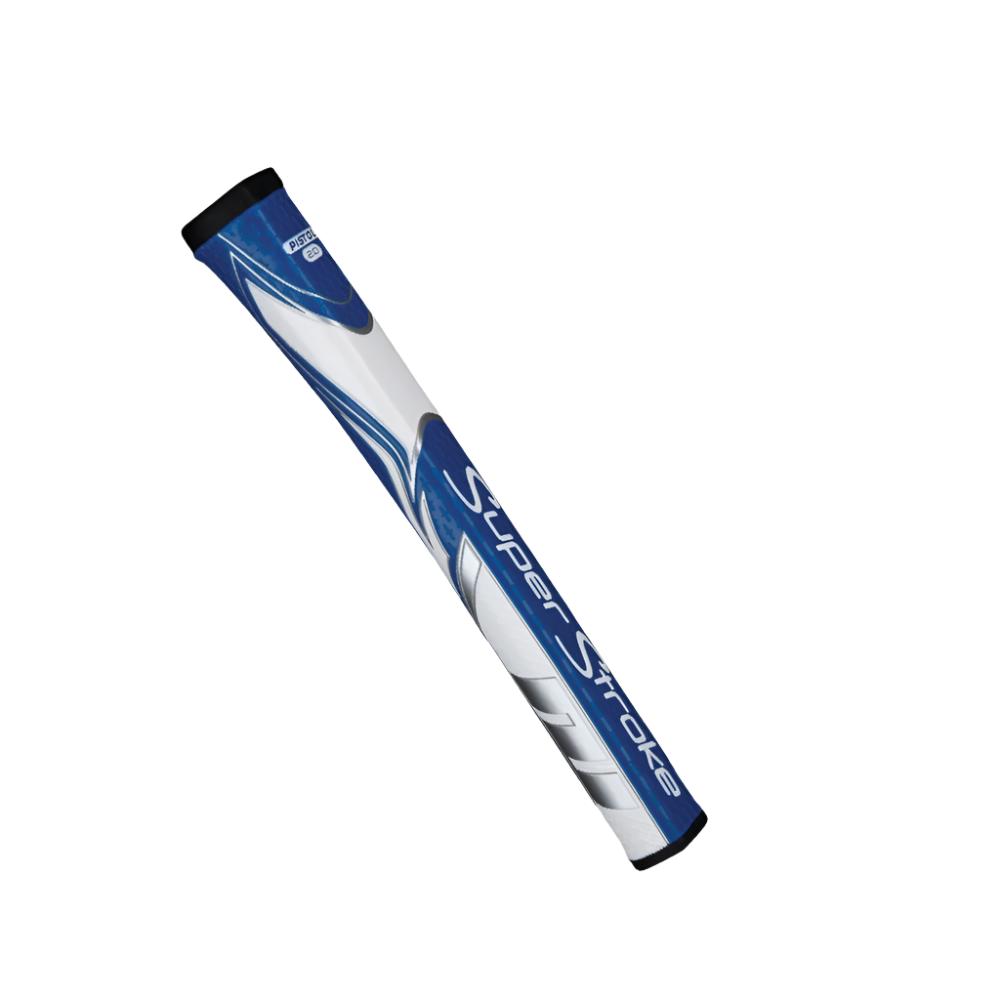 A putter grip with a pistol-style top, featuring the Super Stroke brand logo.
