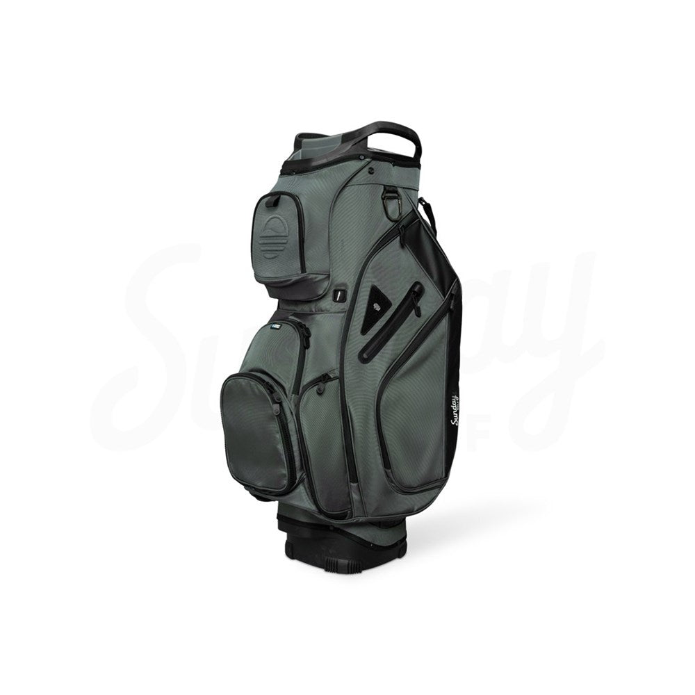 Green golf bag on a white background