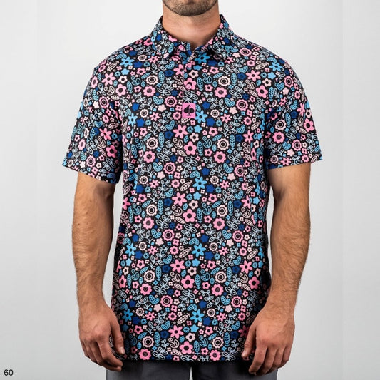 Pins & Aces - Polo Tee - Men’s Casual Black Powerpuff