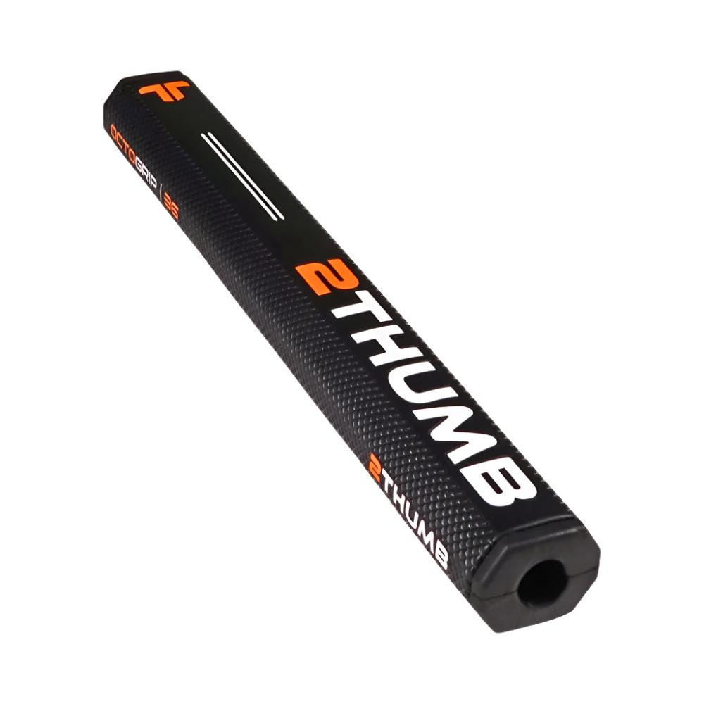A black putter grip with the Two Thumb brand logo and orange accents.