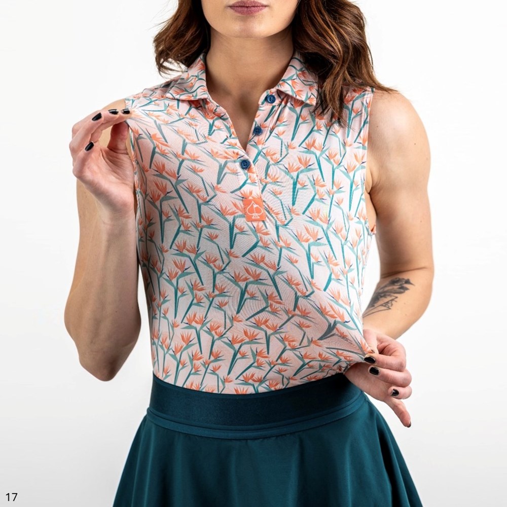 Pins & Aces - Polo Tee - Women's Casual Tropical Paradise